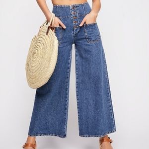 Free People VTG Denim High-waist Wide-leg Crop